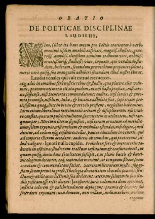 Oratio De Poeticae Disciplinae Laudibus.