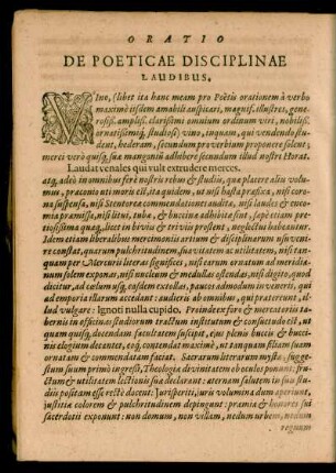 Oratio De Poeticae Disciplinae Laudibus.
