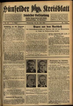 Zweite Ausgabe vom Donnerstag, den 28. Juli 1932.