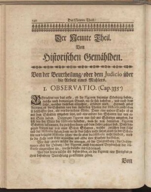 Der Neunte Theil. Von Historischen Gemählden.