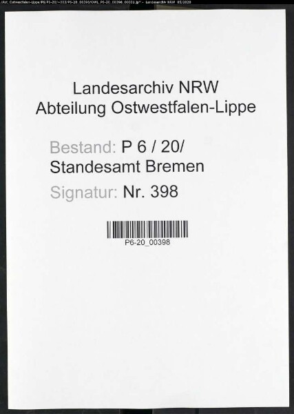 Sterberegister Standesamt Bremen