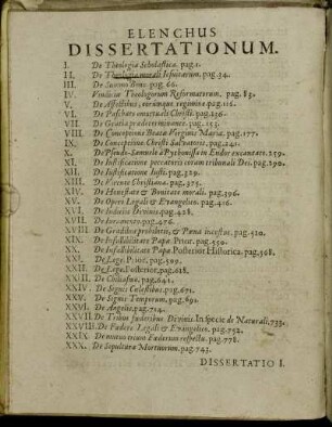 Elenchus Dissertationum.
