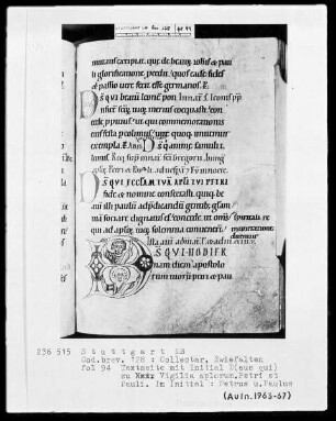 Libellus capitulorum - Kollektar (Benediktinerhandschrift) — Initiale D (eus qui) mit den Aposteln Petrus und Paulus, Folio 94recto