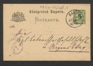 Brief von August Vill an Regensburgische Botanische Gesellschaft