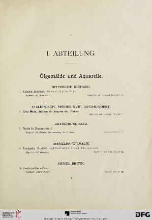 I. Abteilung (Nr. 1-209)