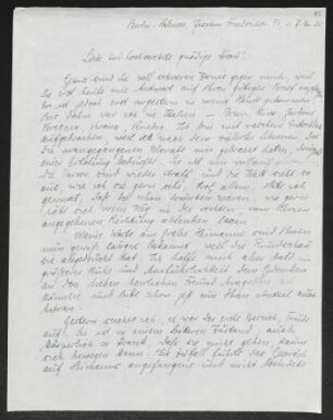 Brief von Oskar Loerke an Margarete Hauptmann