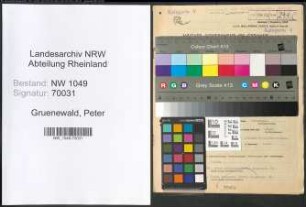 Entnazifizierung Peter Gruenewald , geb. 20.08.1904 (Uhrmacher)