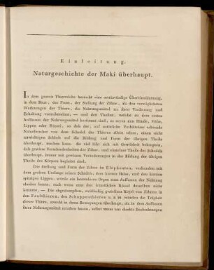 Einleitung. Naturgeschichte der Maki überhaupt