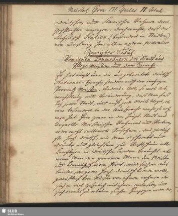 2. Titul. Von denen Einwohnern der Stadt und Pflege Meißen und dero Sprache.