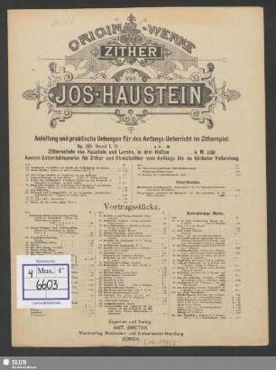Sonate I : op. 24 : für die Zither componirt