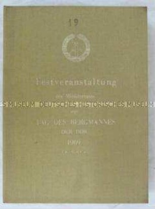 Fotodokumentation der Festveranstaltung des Ministerrates der DDR zum Tag des Bergmannes 1969 in Gera, in Etui