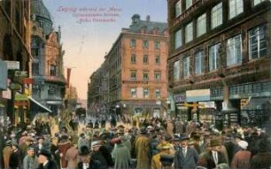 Leipzig während der Messe: Grimmaische Strasse, Ecke Neumarkt