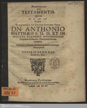 Disputatio De Testamentis