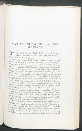 Variaciones sobre la rosa blindada