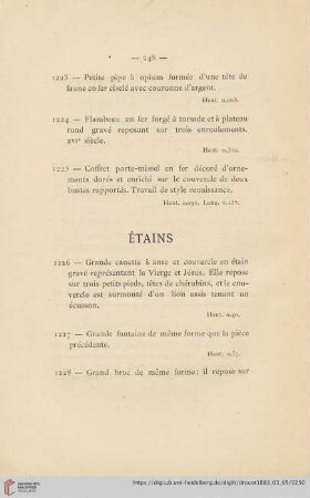 Étains (Nr. 1226 - 1229)