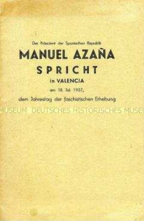 Repubikanische Propagandaschrift über den Spanischen Bürgerkrieg anlässlich des Jahrestages des Franco-Putsches