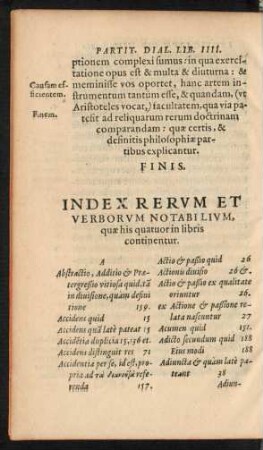 Index Rerum Et Verborum Notabilium, quae his quatuor in libris continentur.