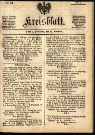 Ausgabe vom Samstag, den 25. November 1871.