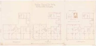 Wohnhaus des Maurermeisters J. Grund, Berlin-Mitte: Lageplan, Grundriss KG, EG, 1 OG, 2.OG