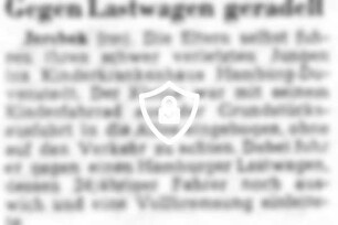 Gegen Lastwagen geradelt