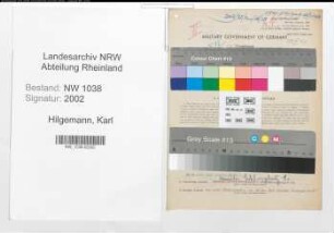 Entnazifizierung Karl Hilgemann , geb. 06.05.1888 (Beamter)
