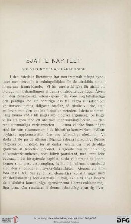 Sjätte Kapitlet: Konstformernas Härledning