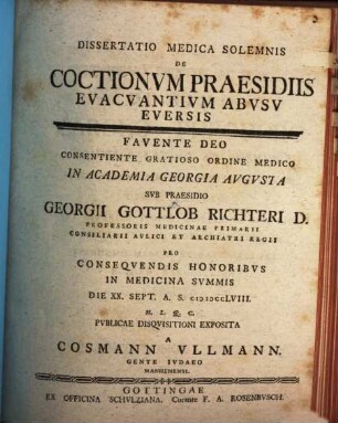 Diss. med. sol. de coctionum praesidiis, evacuantium abusu eversis