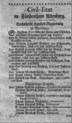 Civil-Etat im Fürstenthum Altenburg