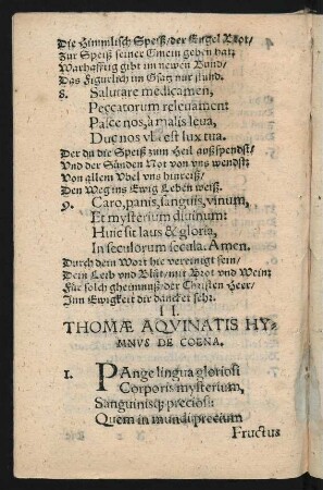 THOMÆ AQVINATIS HY=||MNUS DE COENA. ||
