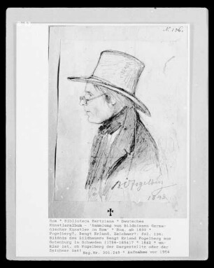 Deutsches Künstleralbum: Sammlung von Bildnissen Germanischer Künstler in Rom — fol. 136: Bildnis des Bildhauers Bengt Erland Fogelberg aus Gotenburg in Schweden (1786-1854)?