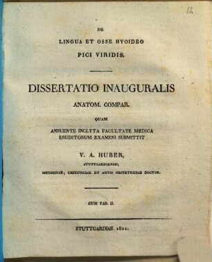 De lingua et osse hyoideo pici viridis : dissertatio inauguralis anatom. compar.