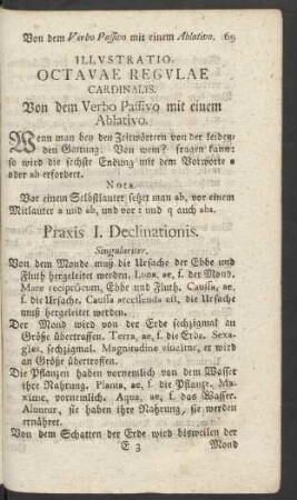 Illustratio Octavae Regulae Cardinalis. Von dem Verbo Passivo mit einem Ablativo.