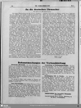An die deutschen Uhrmacher