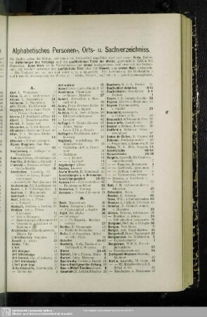 Alphabetisches Personen-, Orts- u. Sachverzeichniss