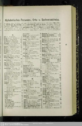 Alphabetisches Personen-, Orts- u. Sachverzeichniss
