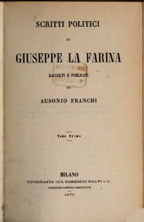 Scritti politici di Giuseppe La Farina, 1