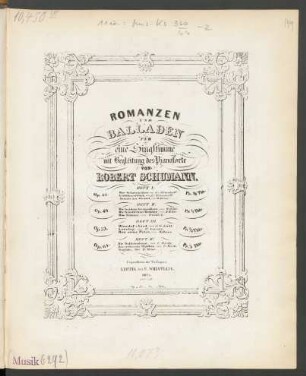 H. 3: Romanzen und Balladen für eine Singstimme mit Begleitung des Pianoforte