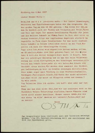 Lieber Bruder Willy! Nein, daß uns d a s passieren mußte !..