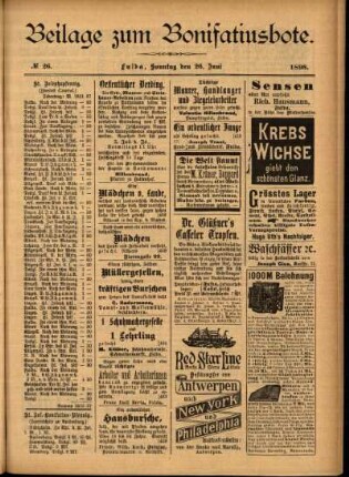 Zweite Ausgabe vom Sonntag, den 26. Juni 1898.