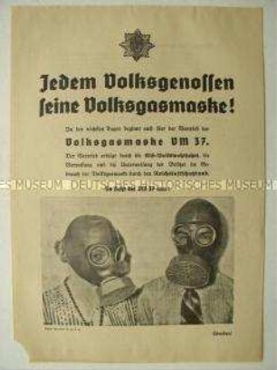 Werbeblatt des Reichsluftschutzbundes für die "Volksgasmaske"