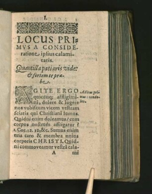 Locus Primvs A Consideratione ipsius calamitatis.