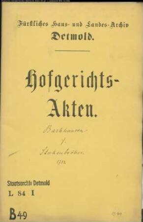 Barkhausen, Jobst Bernd in Salzuflen gegen Stukenbröker zu Werl