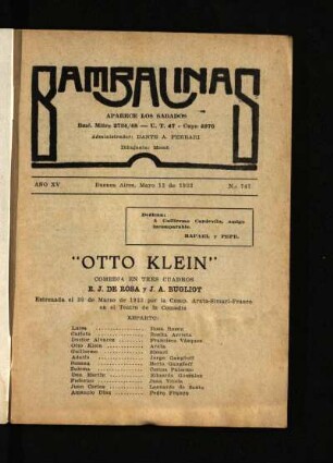 Otto Klein : comedia en tres cuadros