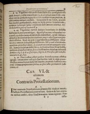 Cap. VI. & ultimum. De Contrariis Protestationum.