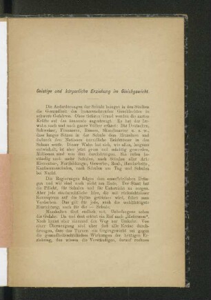 Geistige und körperliche Erziehung im Gleichgewicht.