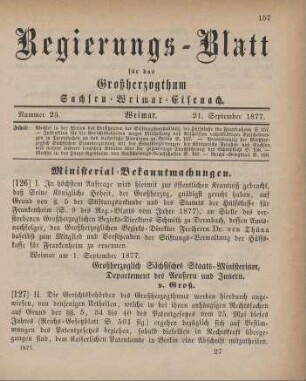 126. Ministerial-Bekanntmachung, den Wechsel in der Person des Vorsitzenden der Stiftungsverwaltung der Hülsskasse für Frankenheim betreffend