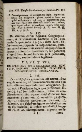 Caput VIII. De Speciebus Juris Ecclesiastici, Constitutionibus, ...