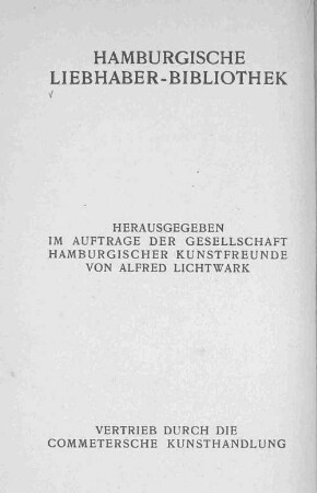 Verzeichnis des graphischen Werks neuerer hamburgischer Künstler bis 1904