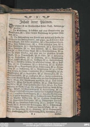 Inhalt derer Psalmen.