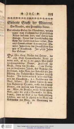 Siebente Stuffe der Maurerei. Der Roachit, oder Preussische Ritter.